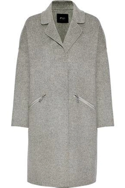 Shop Maje Woman Grima Wool-blend Felt Coat Light Gray