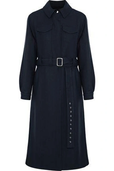 Shop Maje Woman Ginta Belted Wool-twill Coat Storm Blue