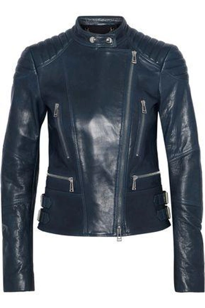 Shop Belstaff Woman Sydney Leather Biker Jacket Petrol