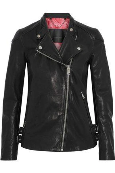 Shop Belstaff Woman Brademore Leather Biker Jacket Black