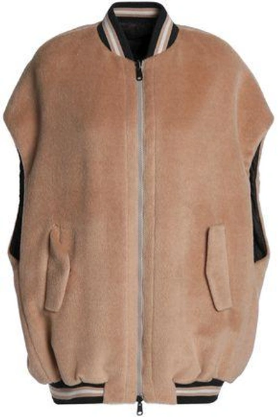 Shop Brunello Cucinelli Woman Reversible Alpaca-felt Bomber Jacket Blush