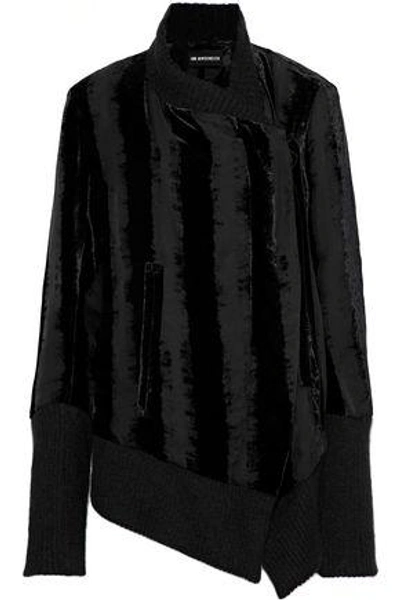 Shop Ann Demeulemeester Woman Oversized Devoré-velvet And Chiffon Jacket Black