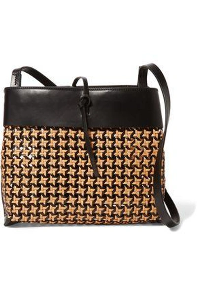 Shop Kara Tie Basketweave Leather Shoulder Bag In Tan