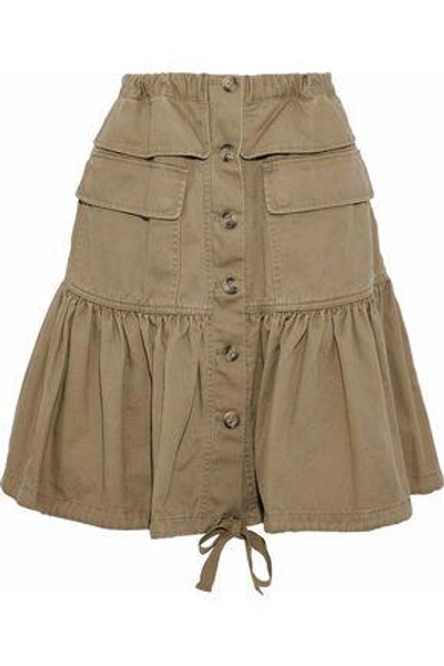 Shop Red Valentino Woman Fluted Cotton-twill Skirt Sand