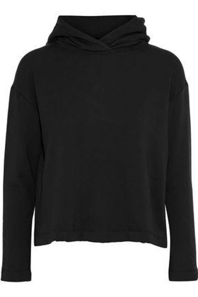 Shop Enza Costa Woman Fleece Hoodie Black