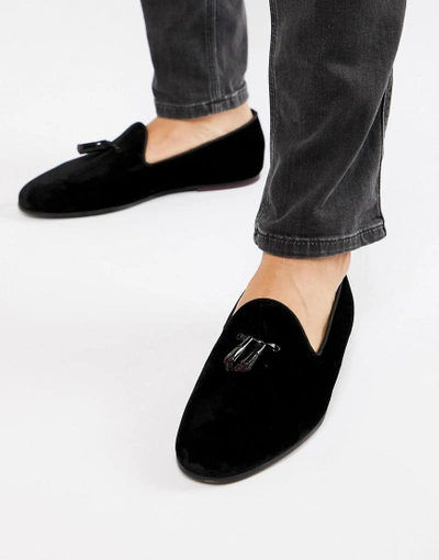 Shop Ted Baker Lility Tassel Loafers In Black Velvet - Black