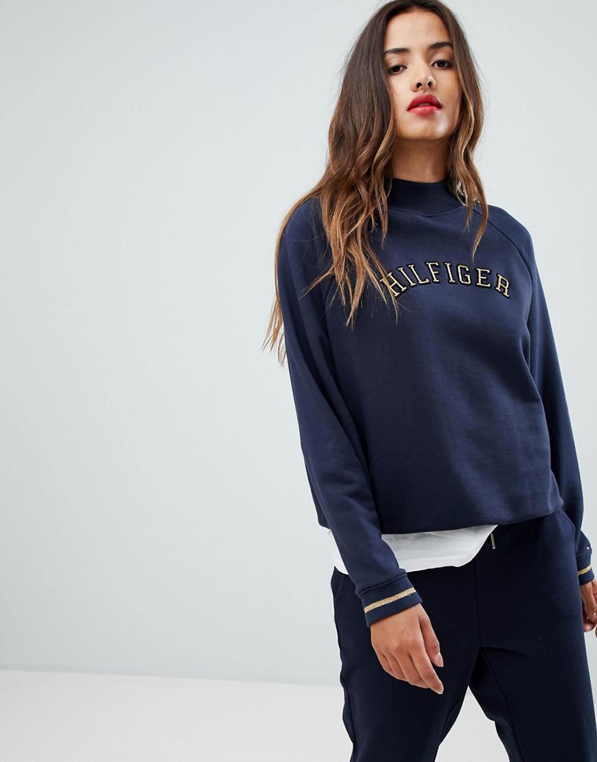 Neck Logo Sweatshirt - Navy | ModeSens