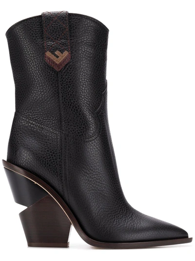 Shop Fendi Camperos Logo Boots - Black