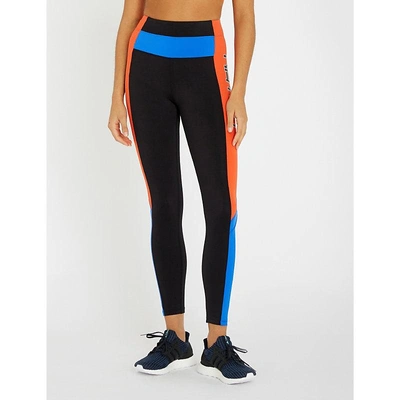 Shop P.e Nation Bounce Shot Stretch-jersey Leggings In Black/red