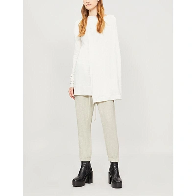 Shop Rick Owens Cape-panel Cashmere-blend Jumper In Natural