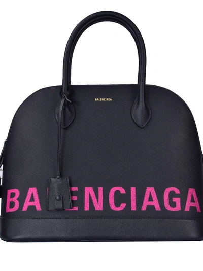 helt seriøst blik Tjen Balenciaga Ville M Shoulder Bag In Noir Rose Shocking | ModeSens
