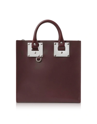Shop Sophie Hulme Oxblood Saddle Leather Square Albion Tote In Burgundy