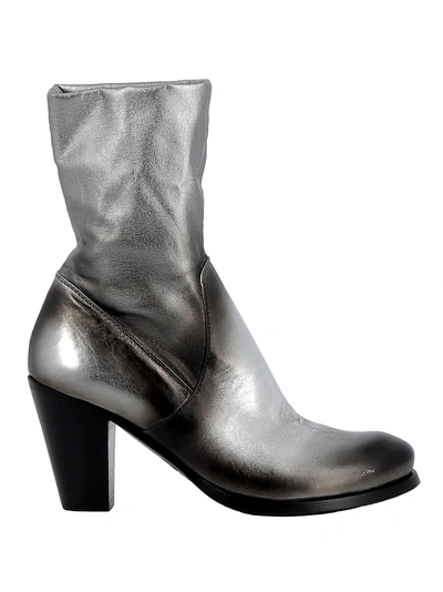 Shop Elena Iachi Silver Leather Ankle Boots