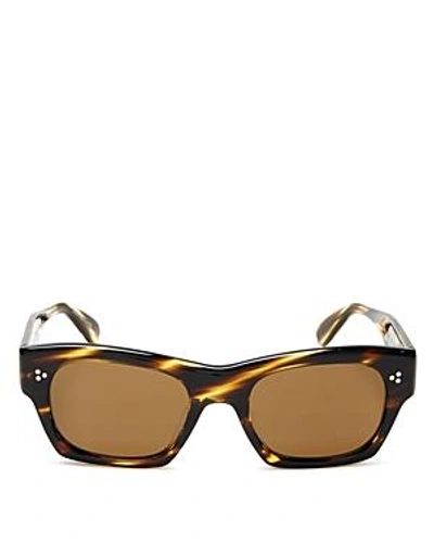 Shop Oliver Peoples Women's Isba Polarized Rectangular Sunglasses, 51mm In Coco/brown