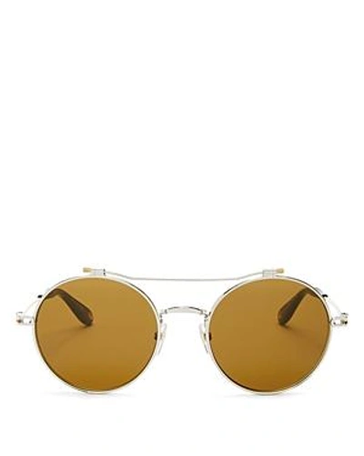 Shop Givenchy Men's Brow Bar Round Sunglasses, 53mm In Silver/gold