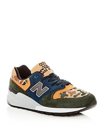 Shop New Balance Men's 999 Mixed-media Lace Up Sneakers In Green/blue