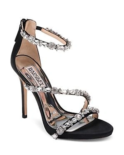 Shop Badgley Mischka Women's Quest Embellished Satin High-heel Sandals In Black