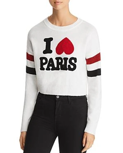 Shop Marled X Olivia Culpo I Love Paris Crop Sweater In Ivory Motif