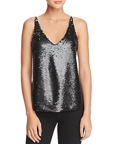 Shop J Brand Lucy Sequined Camisole Top In Black/future