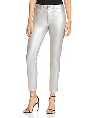 Shop Joe's Jeans Charlie Ankle Jeans In Metallic Coated Silver