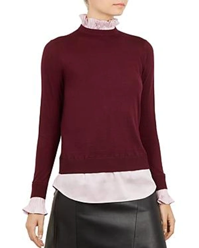 Shop Ted Baker Kaarina Layered-look Sweater In Oxblood