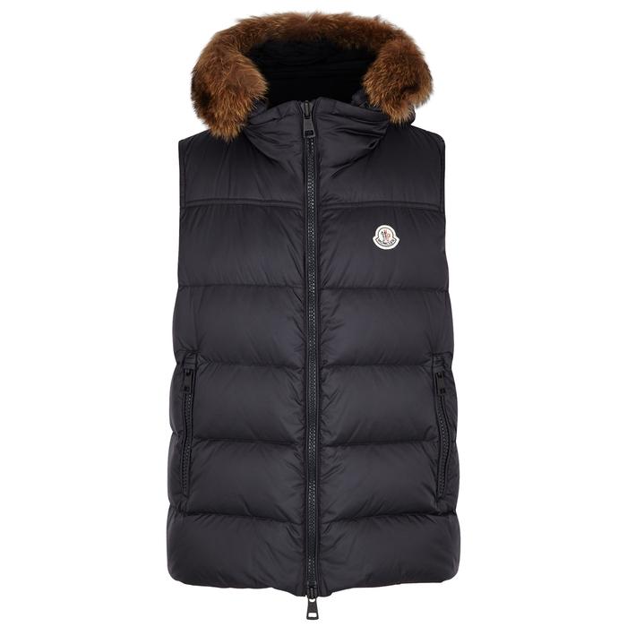 moncler gilet fur hood