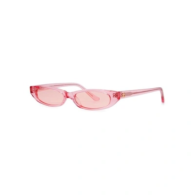 Shop Roberi And Fraud Frances Oval-frame Sunglasses In Pink