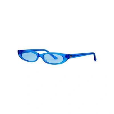 Shop Roberi And Fraud Frances Oval-frame Sunglasses In Blue