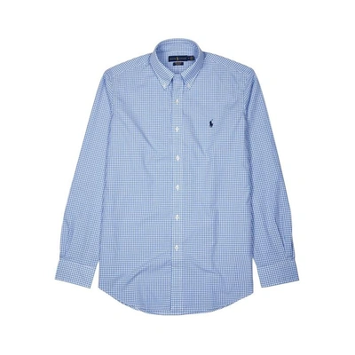 Shop Polo Ralph Lauren Blue Custom Checked Cotton Shirt