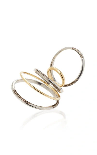 Shop Gaelle Khouri Twisted Parallel 18k Gold And Sterling Silver Ring