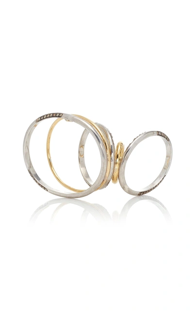 Shop Gaelle Khouri Twisted Parallel 18k Gold And Sterling Silver Ring