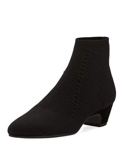 Shop Eileen Fisher Purl Stretch-knit Fabric Booties In Black