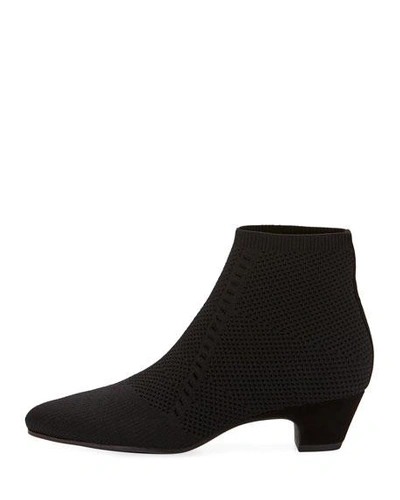 Eileen Fisher Purl Stretch-knit Fabric Booties In Black