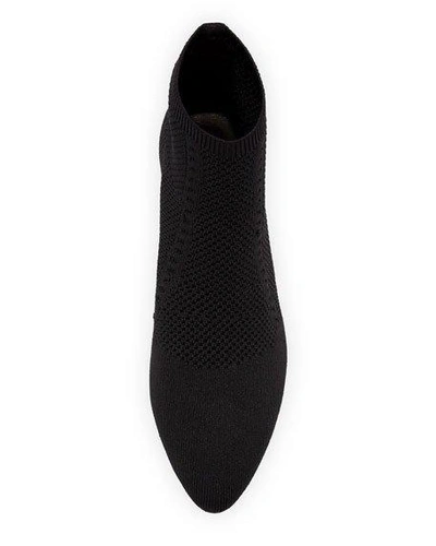 Eileen Fisher Purl Stretch-knit Fabric Booties In Black