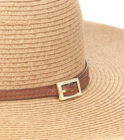 Shop Melissa Odabash Jemima Leather-trimmed Hat In Beige