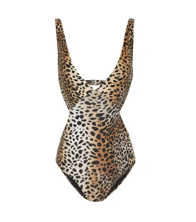 Shop Melissa Odabash Delmar Leopard-printed Swimsuit In Yellow