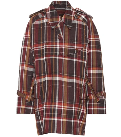 Shop Acne Studios Checked Wool Coat In Brown