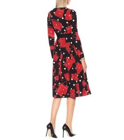 Shop Dolce & Gabbana Printed Stretch Silk Midi Dress In Red