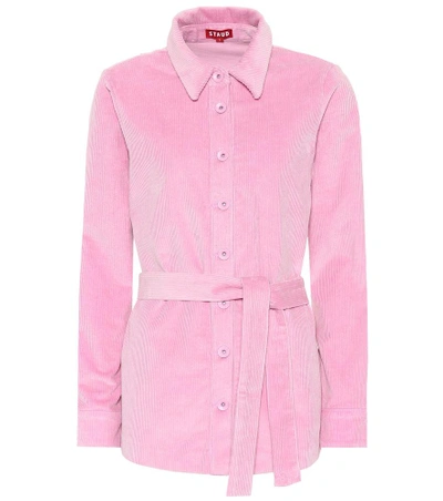 Shop Staud Hayley Corduroy Shirt In Pink