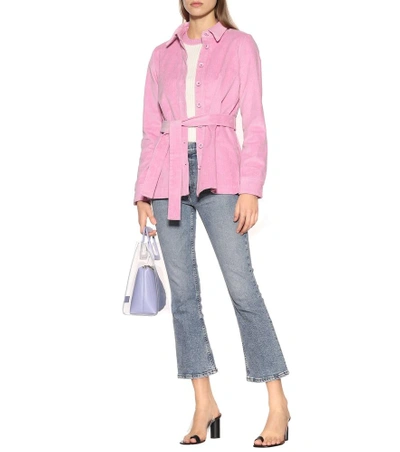 Shop Staud Hayley Corduroy Shirt In Pink