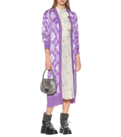 Shop Miu Miu Mohair And Wool-blend Cardigan In Purple