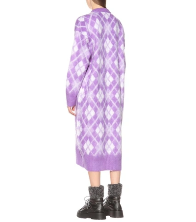 Shop Miu Miu Mohair And Wool-blend Cardigan In Purple