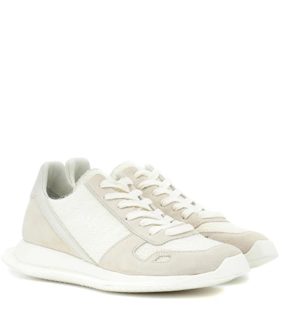 Shop Rick Owens Suede Sneakers In White