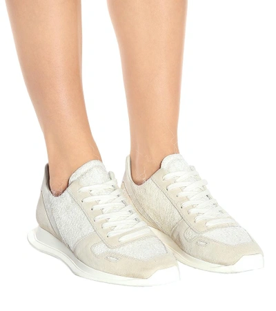 Shop Rick Owens Suede Sneakers In White