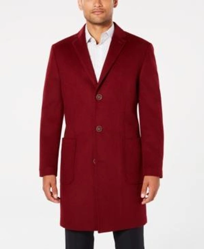 Shop Tallia Men's Slim-fit Solid Overcoat In Garnet