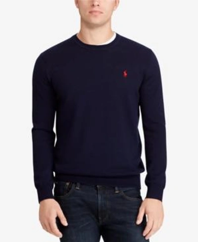 Shop Polo Ralph Lauren Men's Big & Tall Washable Merino Wool Sweater In Hunter Navy