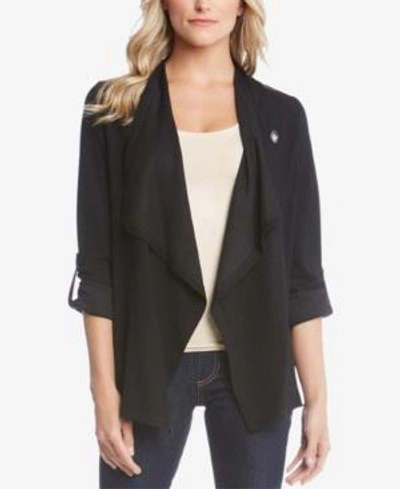 Shop Karen Kane Roll-tab Draped Jacket In Black