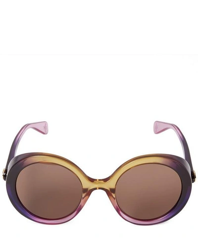 Shop Gucci Round Injected Sunglasses In Yellow, Violet, Brown