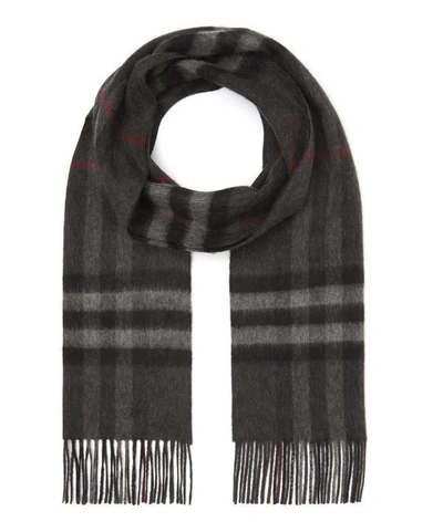 Shop Burberry Giant Icon Check Scarf In Grey