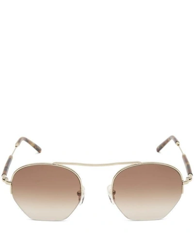 Shop Moscot Punim Half Rim Sunglasses In Brown/gold